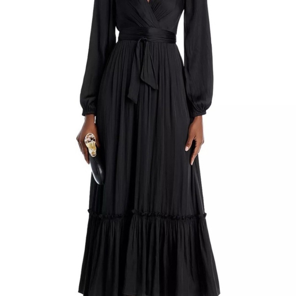 Aqua Black Long Sleeve Maxi Dress